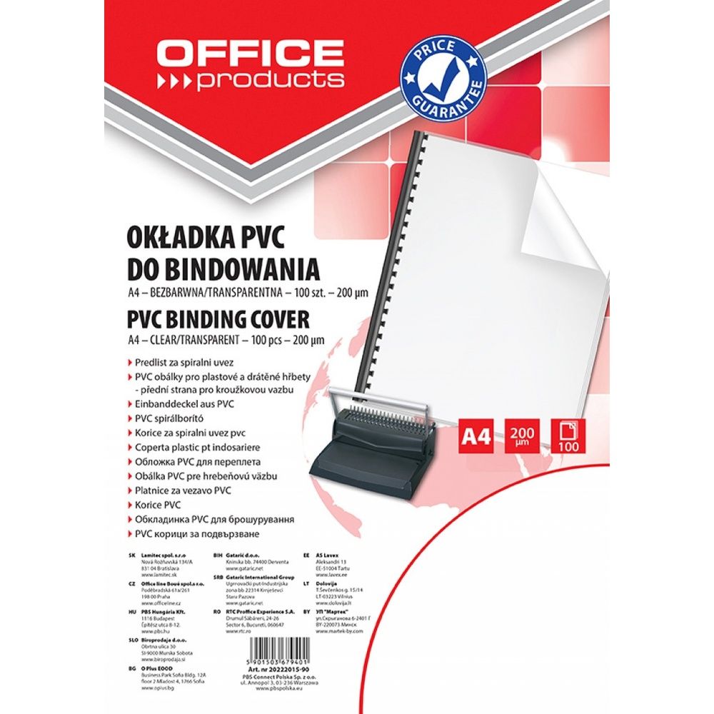 Coperta plastic PVC, 200 microni, A4, 100/top Office Products - transparent cristal_1