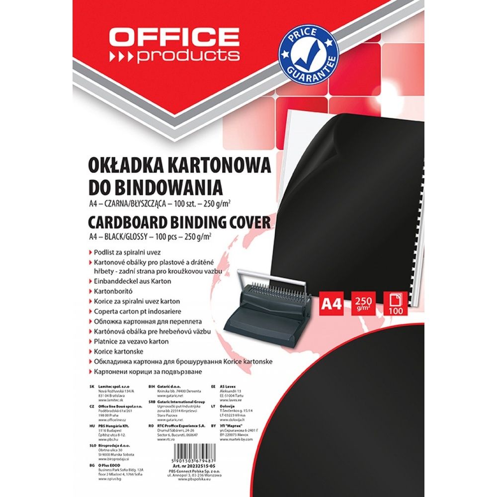 Coperta carton lucios 250g/mp, A4, 100/top, Office Products - negru_1
