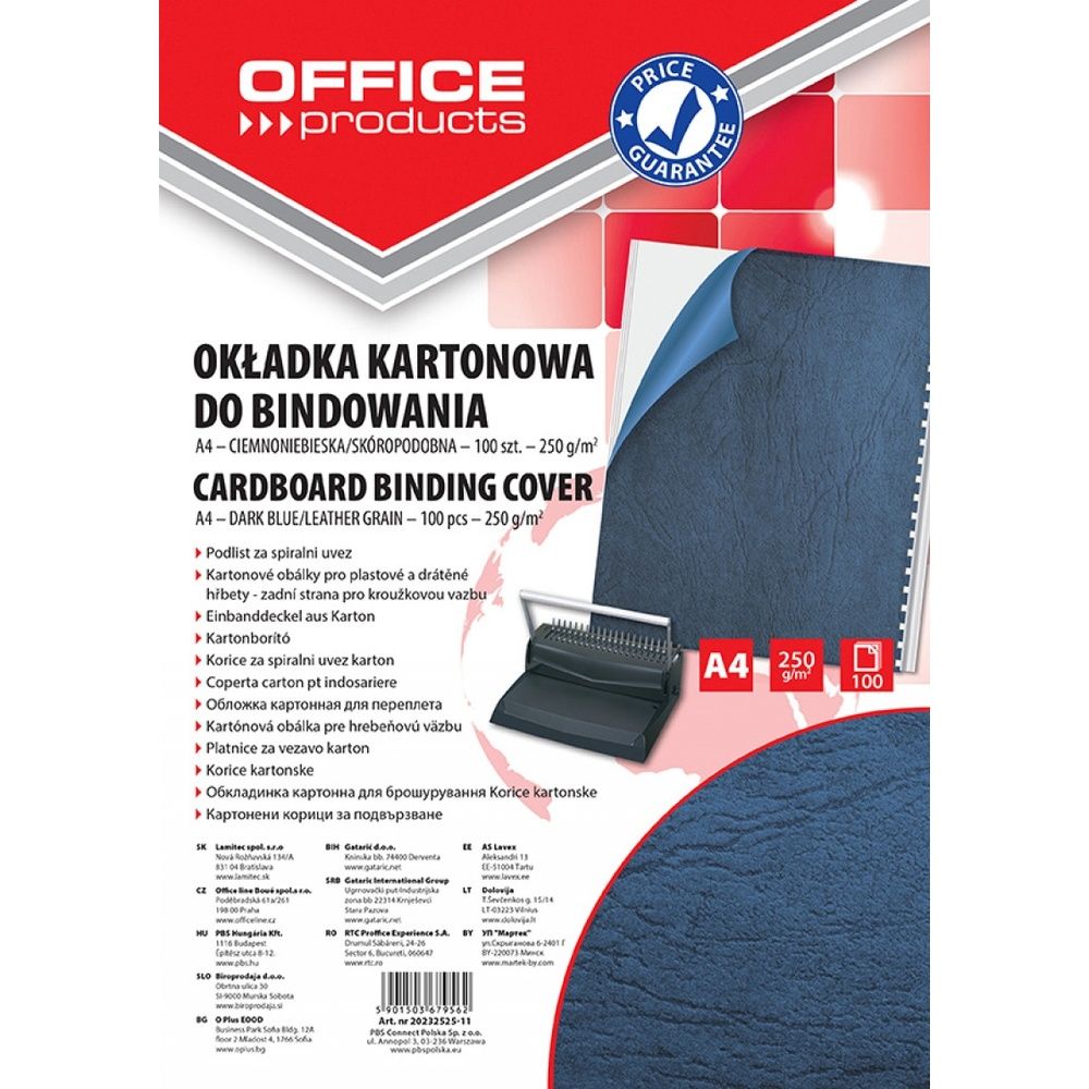 Coperta carton imitatie piele 250g/mp, A4, 100/top Office Products - bleumarin_1