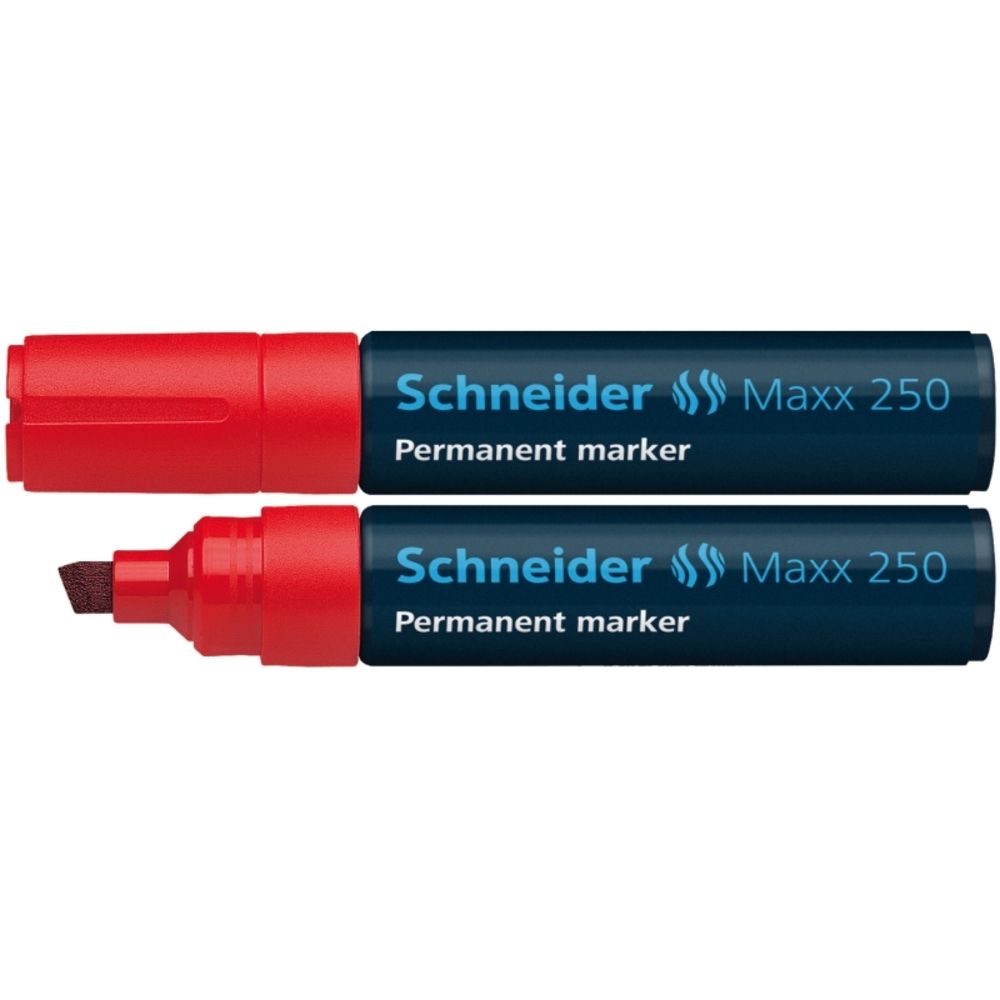 Permanent marker SCHNEIDER Maxx 250, varf tesit 2+7mm - rosu_1