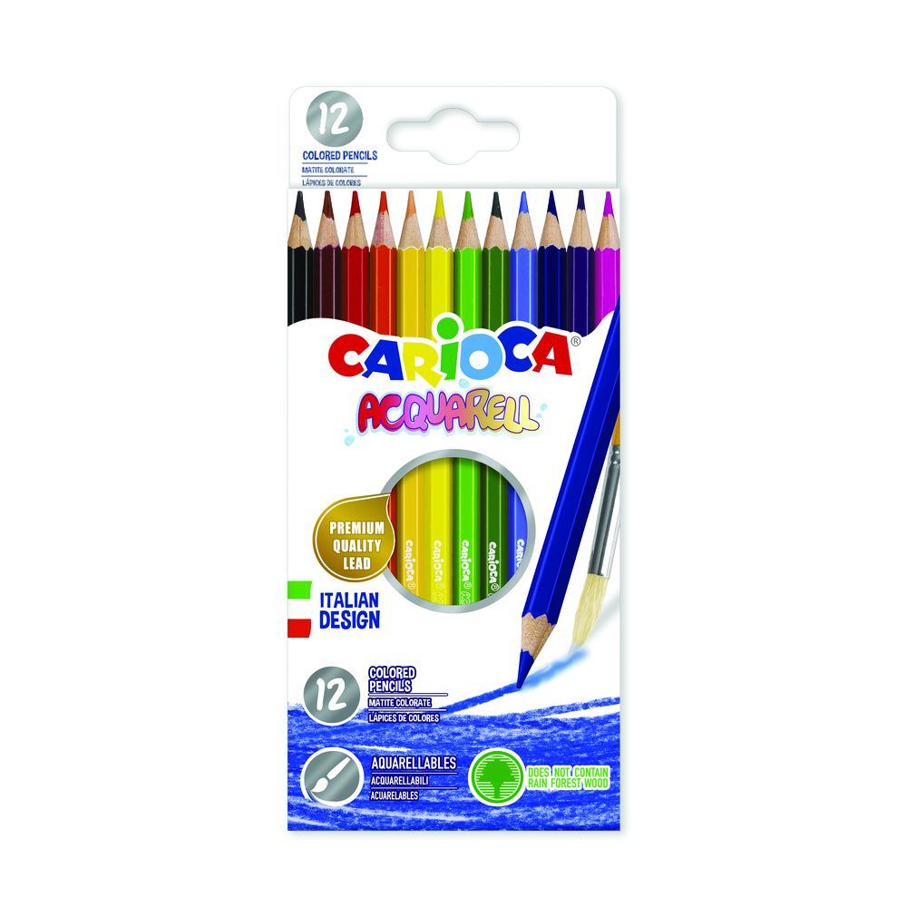 Creioane colorate CARIOCA Acquarell, hexagonale, 12 culori/cutie - cutie carton_1