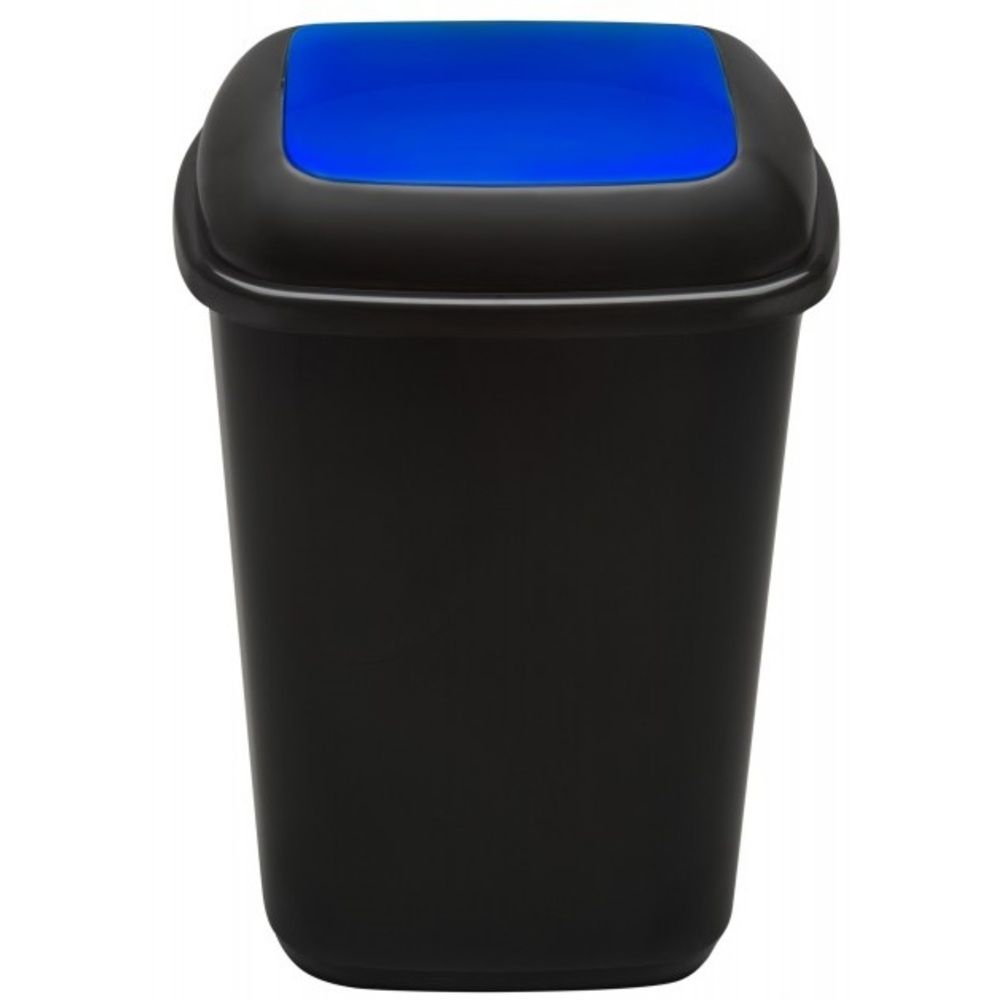 Cos plastic reciclare selectiva, capacitate 90l, PLAFOR Quatro - negru cu capac albastru - hartie_1