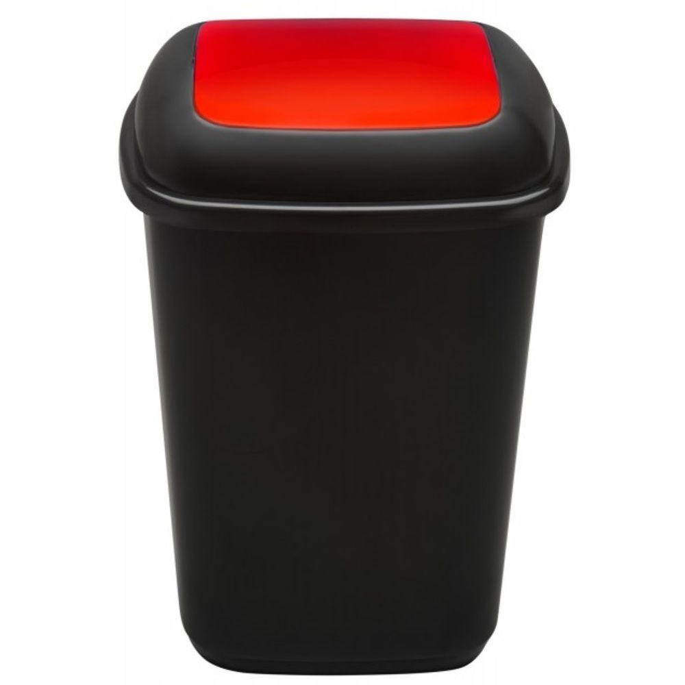 Cos plastic reciclare selectiva, capacitate 90l, PLAFOR Quatro - negru cu capac rosu - metal_1