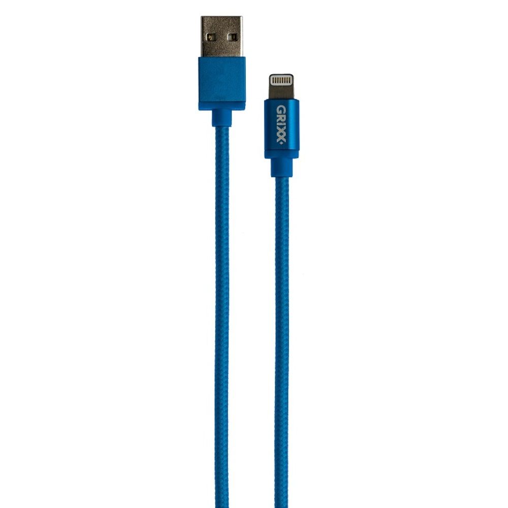 Cablu date GRIXX - 8-pin to USB Apple MFI License, impletit, lungime 1m - albastru_1