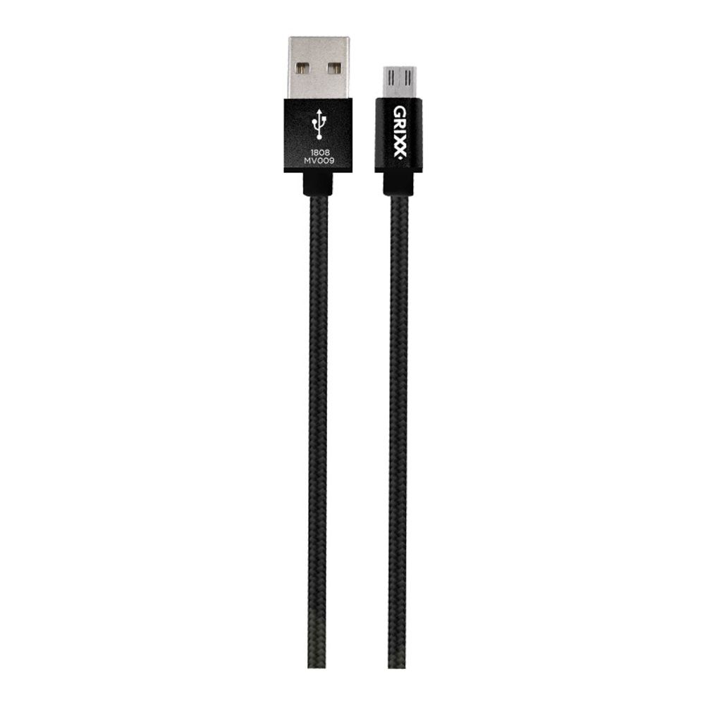 Cablu date GRIXX Optimum - Micro USB to USB, impletit, lungime 1m - negru_1