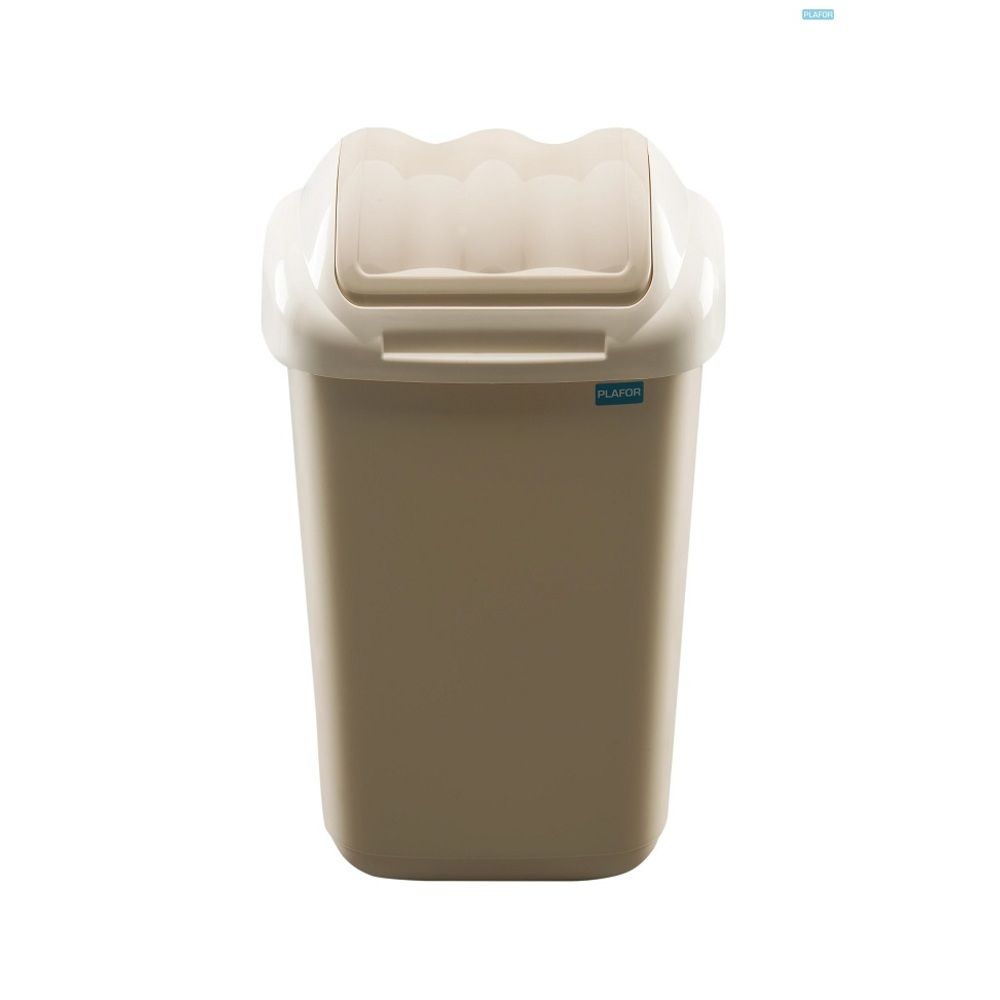 Cos plastic cu capac batant, pentru reciclare selectiva, capacitate 15l, PLAFOR Fala - cappuccino_1