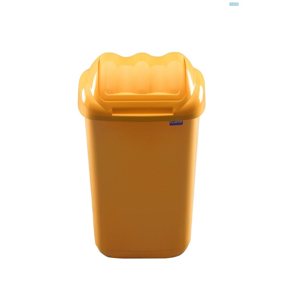 Cos plastic cu capac batant, pentru reciclare selectiva, capacitate 30l, PLAFOR Fala - galben_1