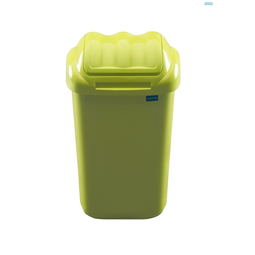 Cos plastic cu capac batant, pentru reciclare selectiva, capacitate 30l, PLAFOR Fala - verde_1