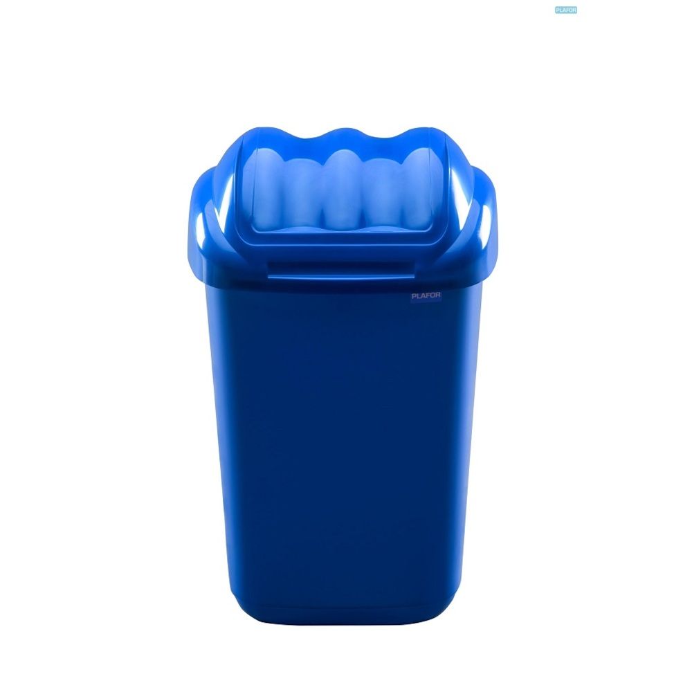 Cos plastic cu capac batant, pentru reciclare selectiva, capacitate 30l, PLAFOR Fala - albastru_1