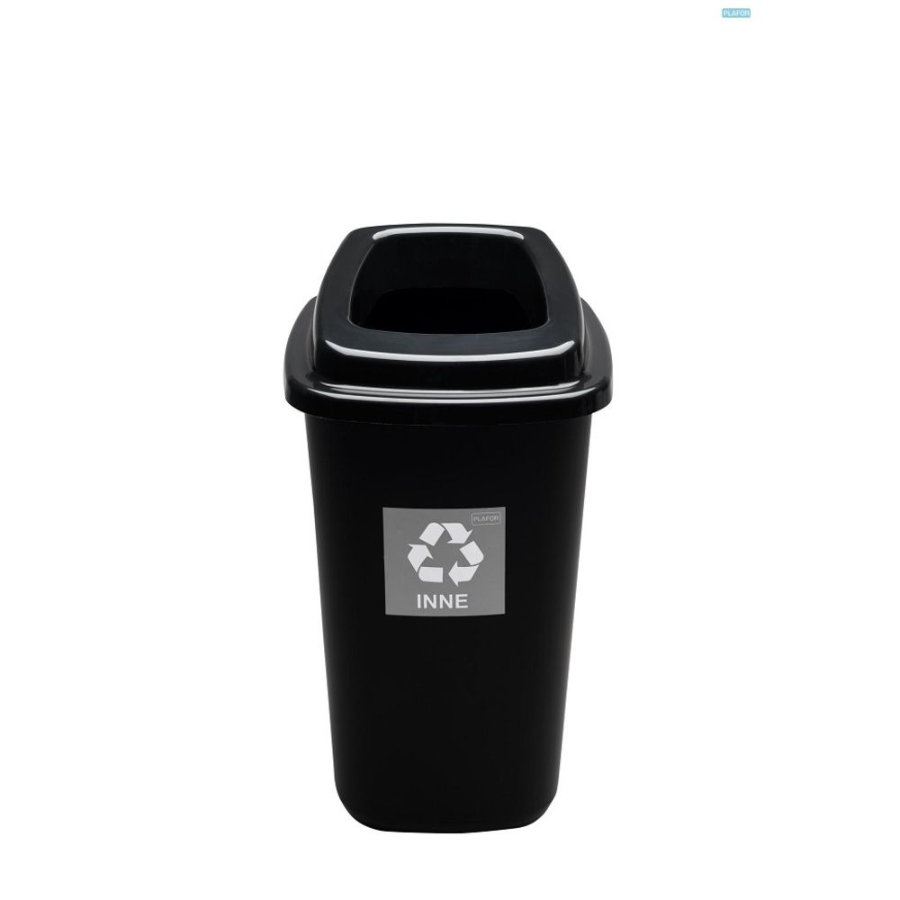 Cos plastic reciclare selectiva, capacitate 90l, PLAFOR Sort - negru cu capac negru - altele_1