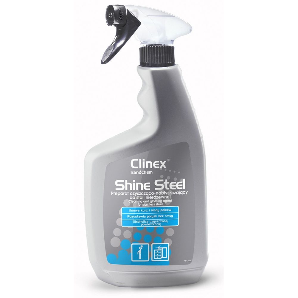 CLINEX Shine Steel, 650 ml, cu pulverizator, solutie pt. curatare, intretinere suprafete otel inoxid_1