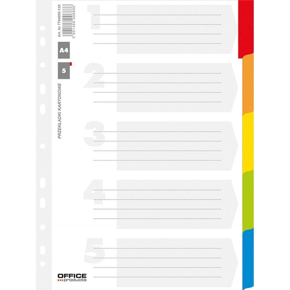Separatoare carton alb cu margine color, A4, 170g/mp, 5 culori/set, Office Products_1
