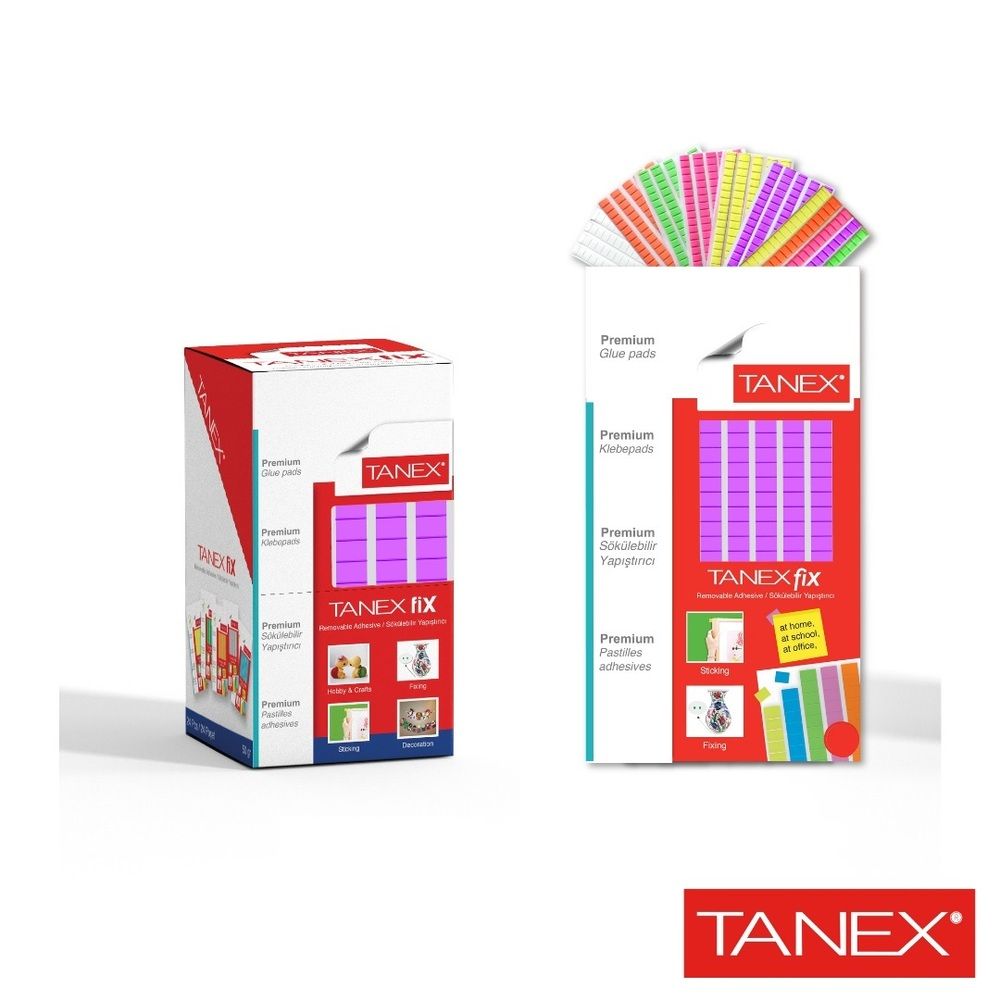 Pastile adezive nepermanente, 50gr, 85buc/set, TANEX Fix - violet fluorescent_1