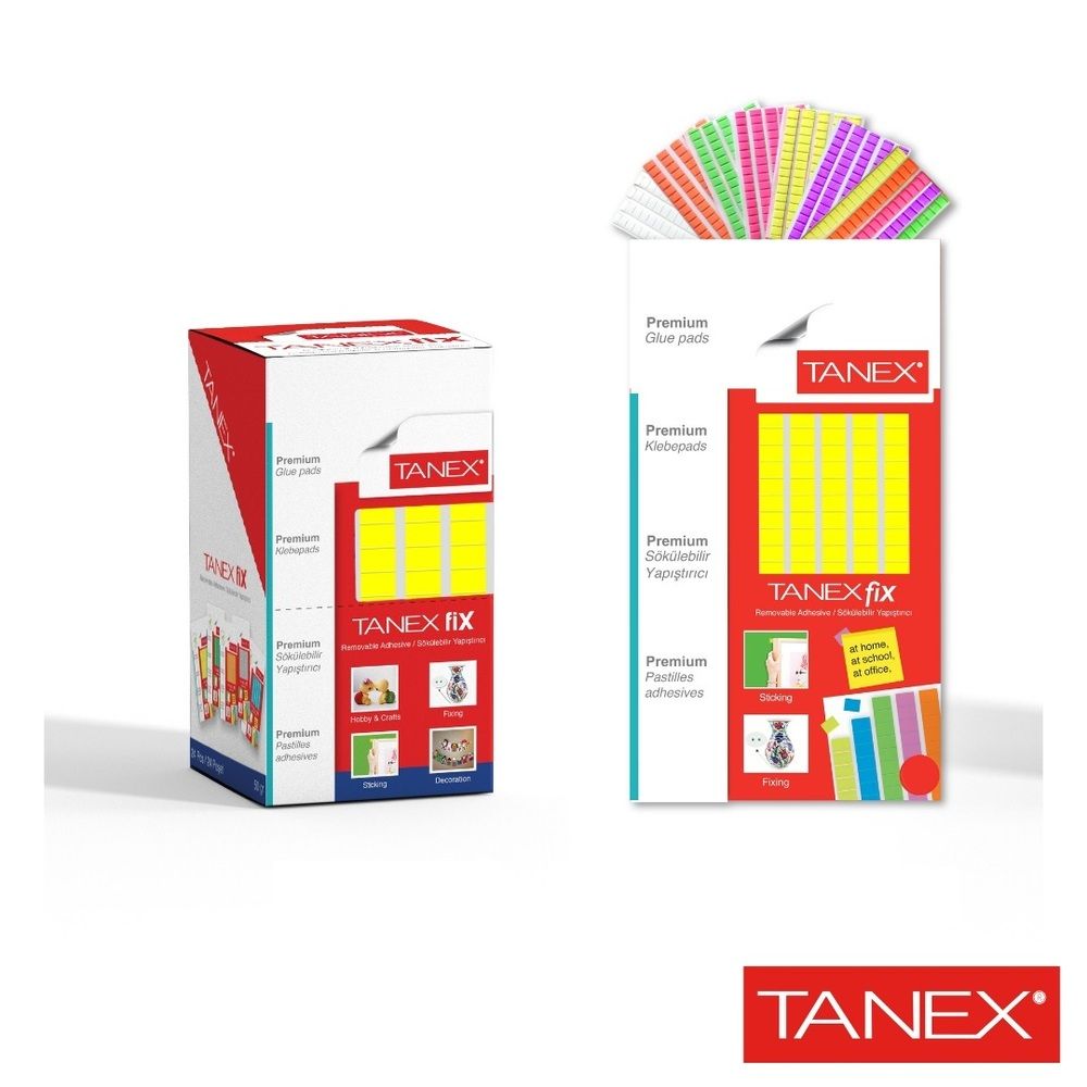 Pastile adezive nepermanente, 50gr, 85buc/set, TANEX Fix - galben fluorescent_1