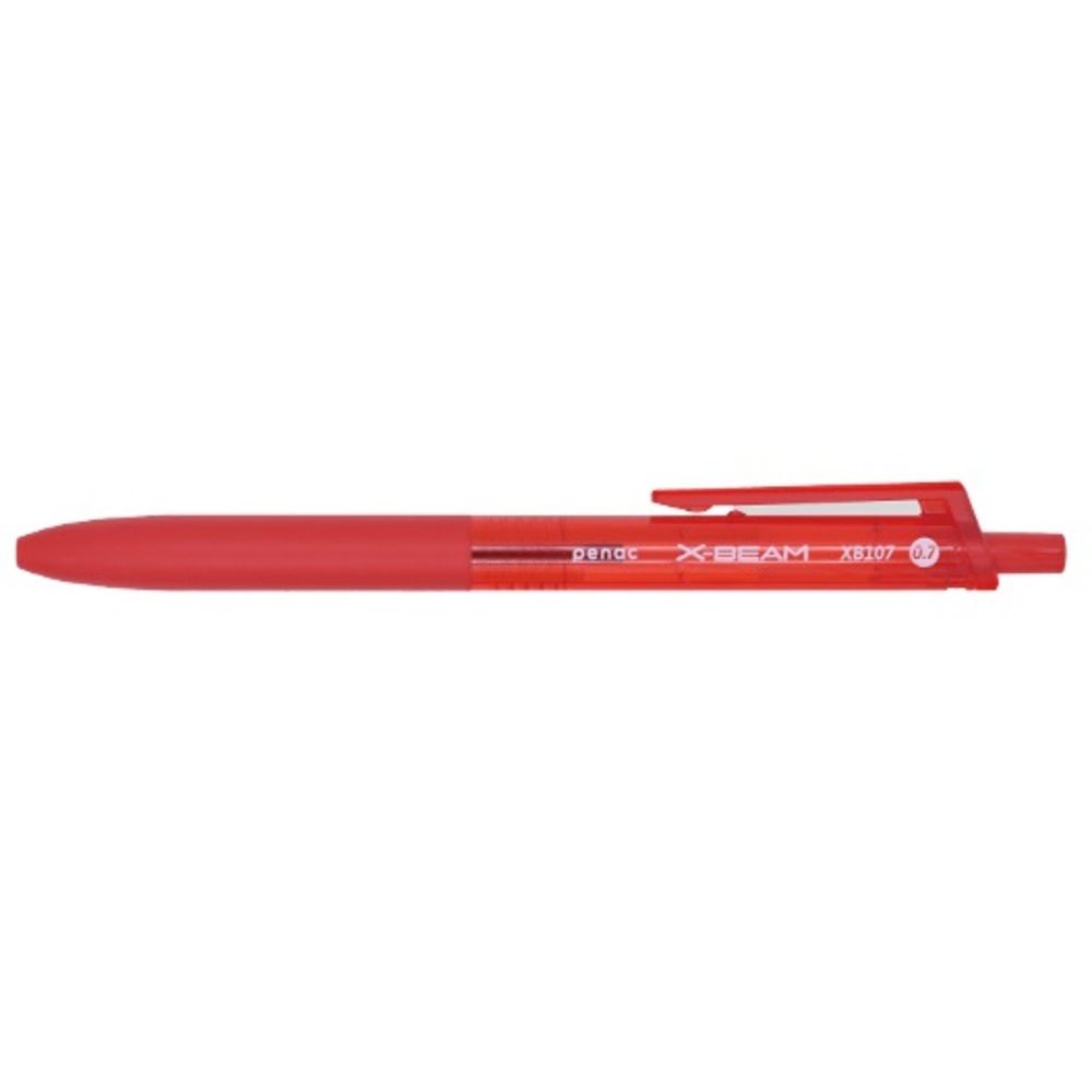 Pix PENAC X-Beam XB-107, rubber grip, 0.7mm, clema plastic, corp rosu - scriere rosie_1