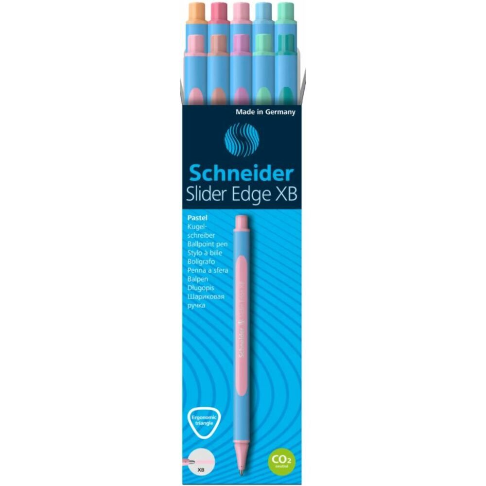 Pix SCHNEIDER Slider Edge Pastel XB, rubber grip, varf 1.4mm, 10 culori pastel/set_1