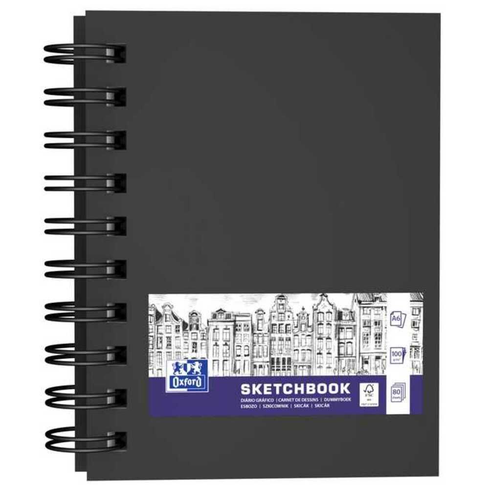 Caiet pentru schite A6, OXFORD Sketchbook, 96 file-100g/mp, coperta carton rigida - negru_1