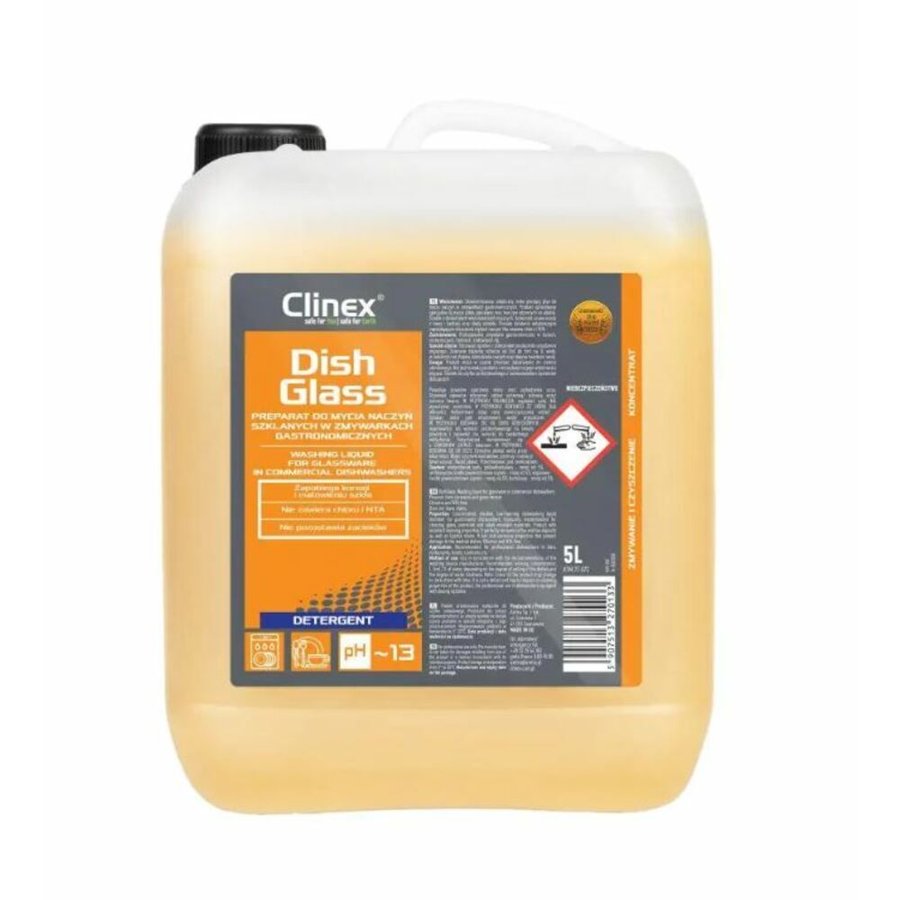 CLINEX DishGlass, 5 litri, detergent pentru masini de spalat vase, pentru spalat pahare_1