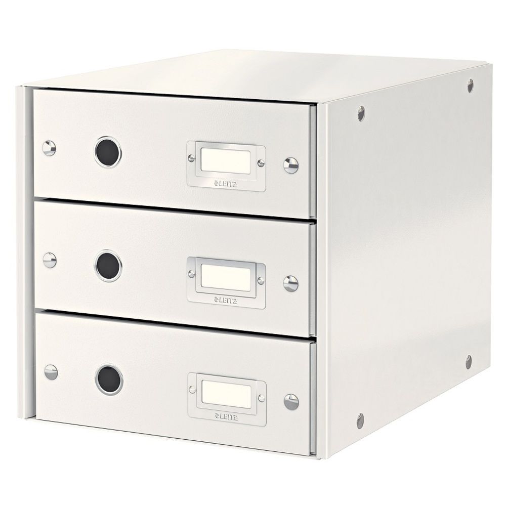 Cabinet cu sertare Leitz WOW Click & Store, 3 sertare, carton laminat, A4, alb_1