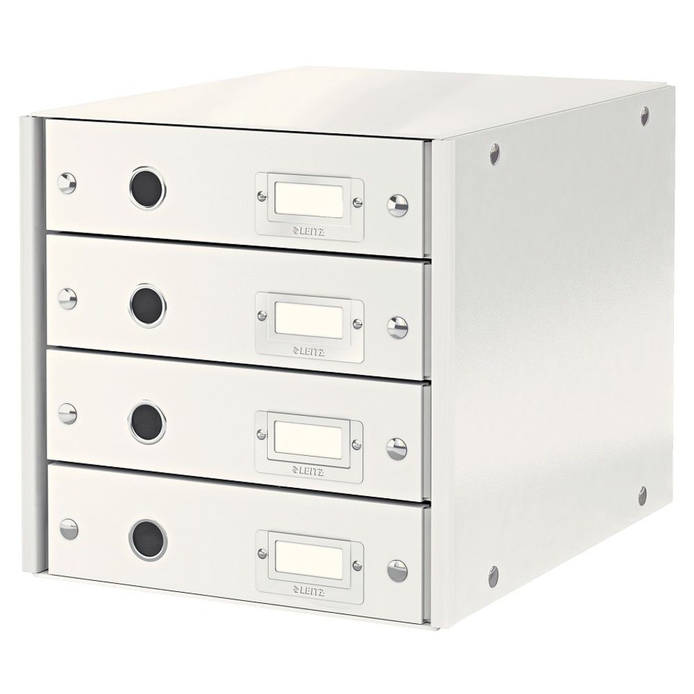 Cabinet cu sertare LEITZ WOW Click & Store, 4 sertare, carton laminat, A4, alb_1