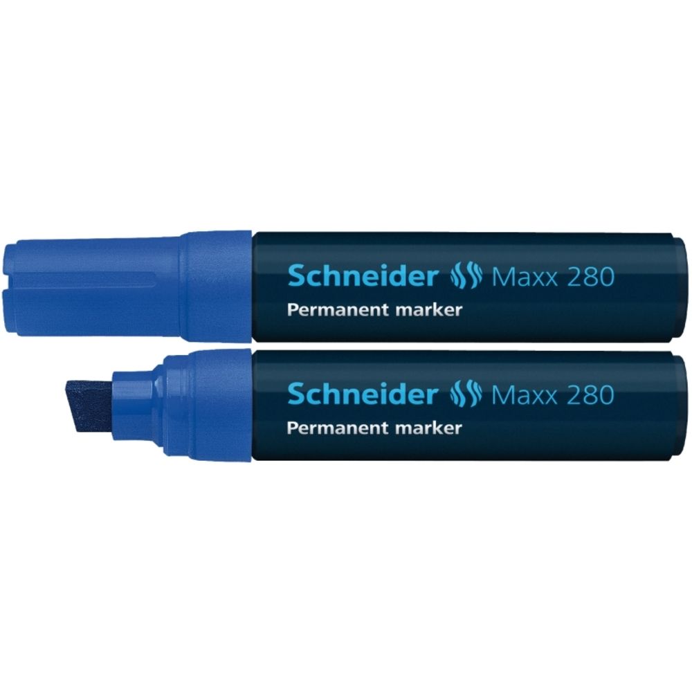 Permanent marker SCHNEIDER Maxx 280, varf tesit 4+12mm - albastru_1