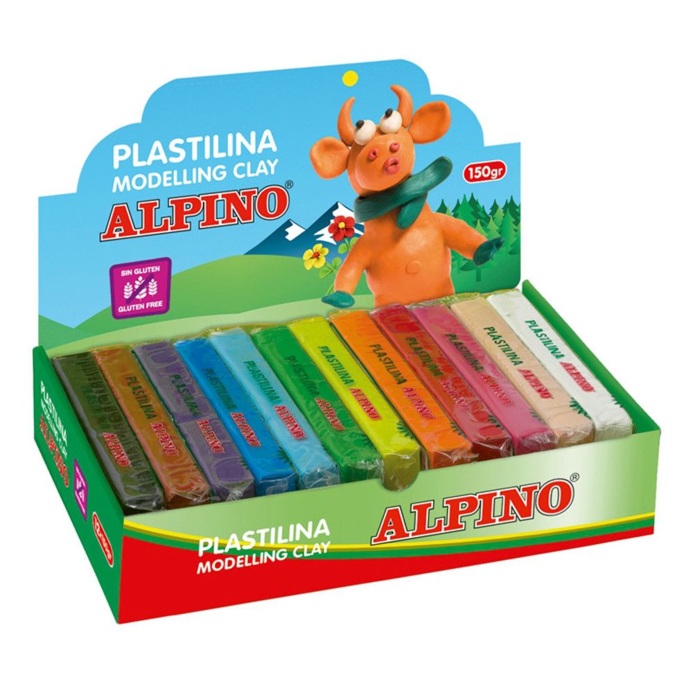 Display plastilina standard, 12 x 150gr./display, ALPINO - 12 culori asortate_1