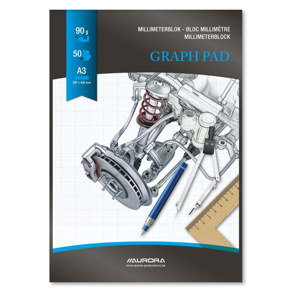 Hartie milimetrica A3, 50 file - 90g/mp, AURORA Raphael - fond albastru_1