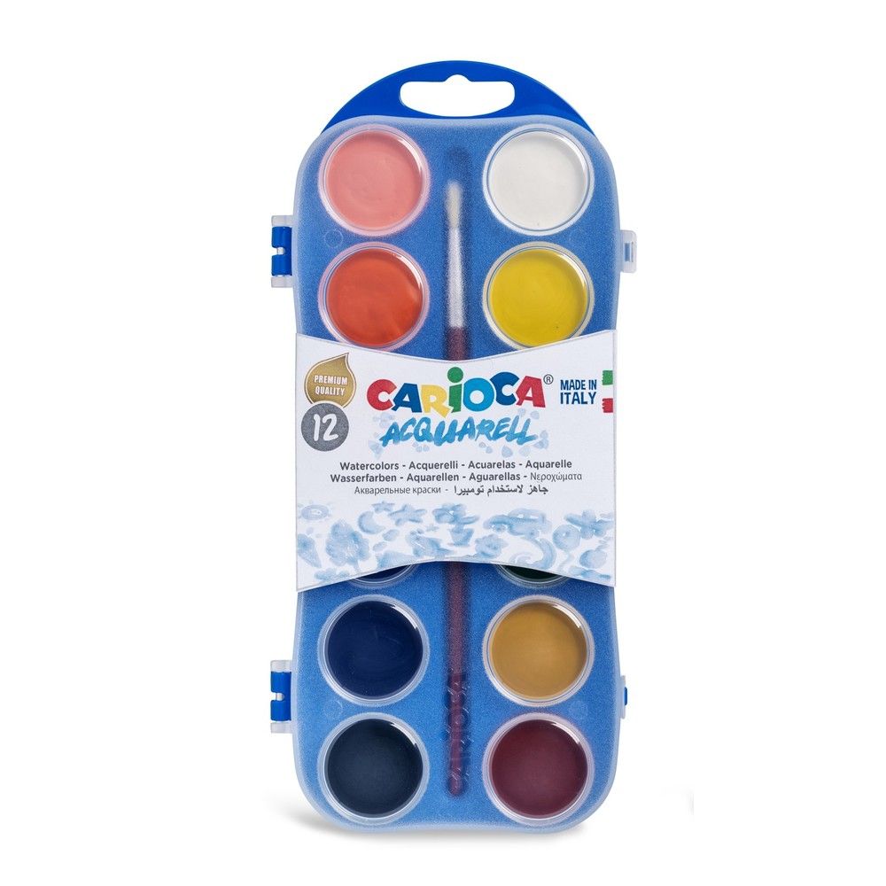 Acuarele lavabile, 12 culori/cutie + 1 pensula, CARIOCA Aquarell_1