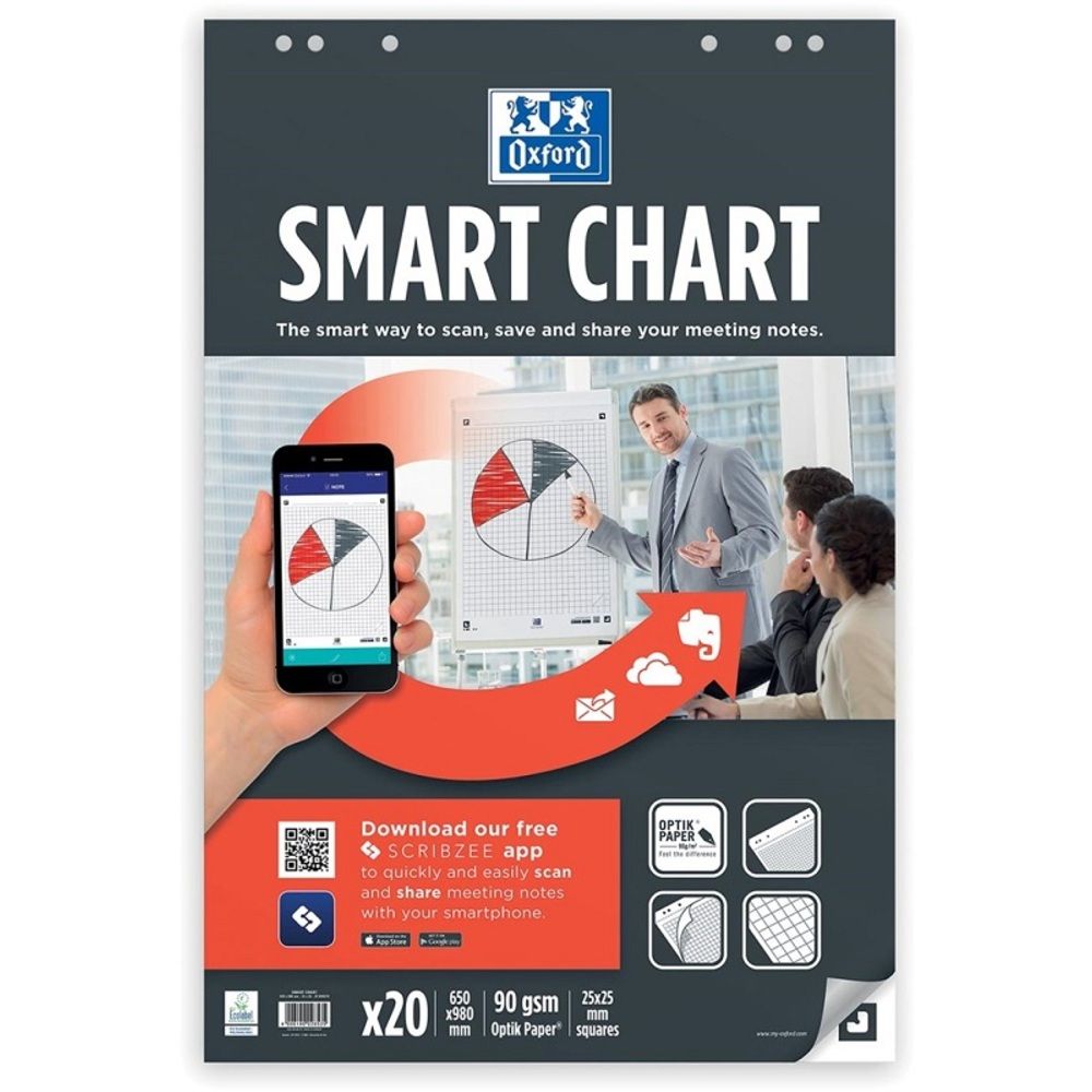 Rezerva hartie flipchart, 65x98cm, OXFORD Smart Chart, 20coli/top, 90g/mp, Scribzee - matematica_1
