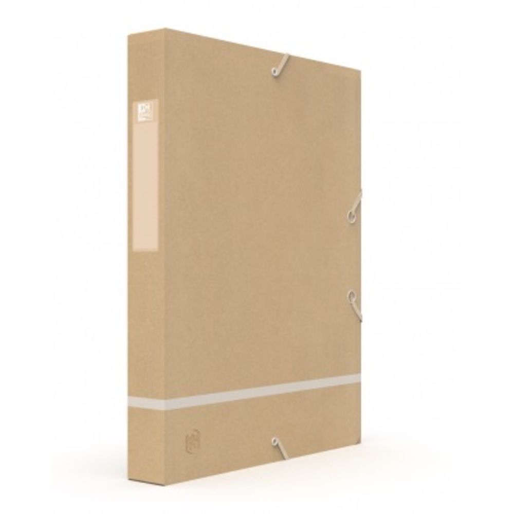 Mapa carton reciclat, cu elastic, 35mm latime, OXFORD Touareg - kraft/alb_1