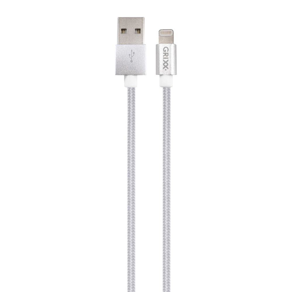 Cablu date GRIXX Optimum - 8-pin to USB Apple MFI License, impletit, lungime 1m - alb_1