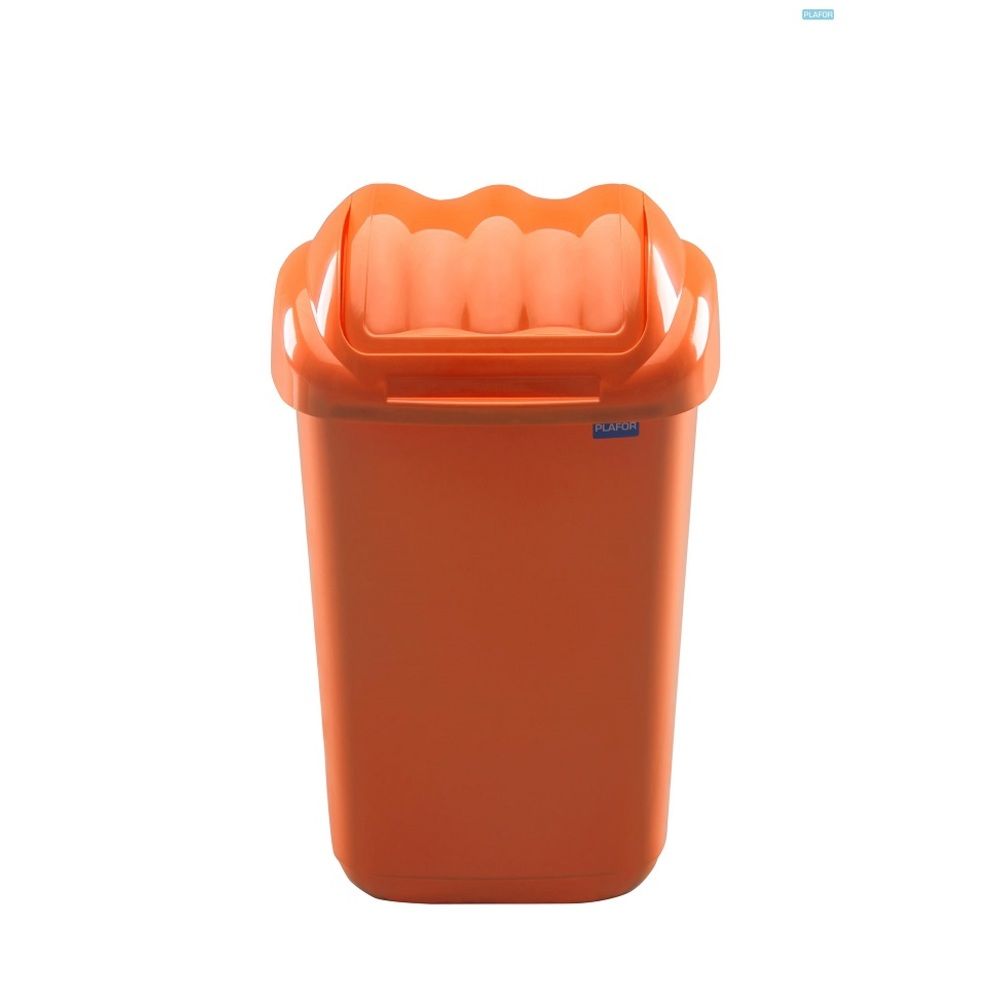 Cos plastic cu capac batant, pentru reciclare selectiva, capacitate 15l, PLAFOR Fala - portocaliu_1