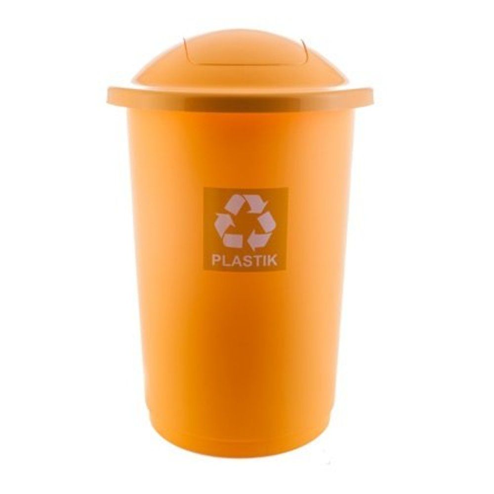 Cos plastic reciclare selectiva, capacitate 50l, PLAFOR Top - galben cu capac galben - plastic_1