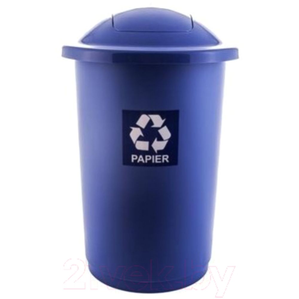 Cos plastic reciclare selectiva, capacitate 50l, PLAFOR Top - albastru cu capac albastru - hartie_1
