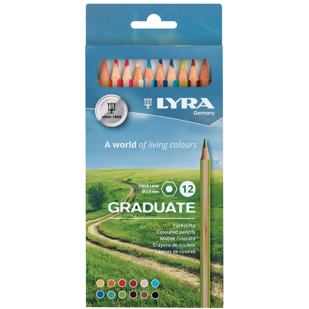 Creioane colorate LYRA Graduate Graphite, 12 culori/cutie_1