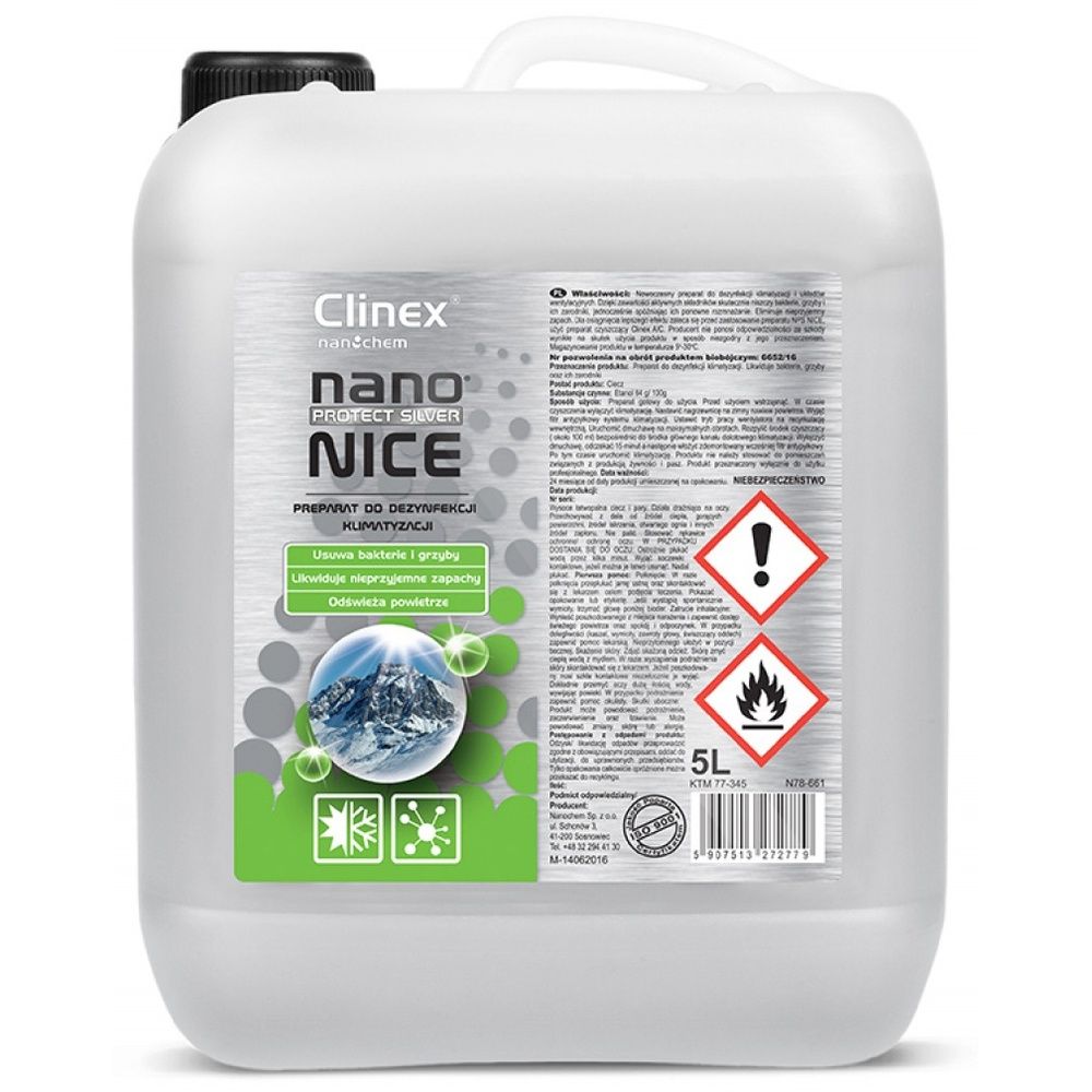 CLINEX Nano Protect Silver Nice, 5 litri, lichid dezinfectant pt. aer conditionat si ventilatie_1