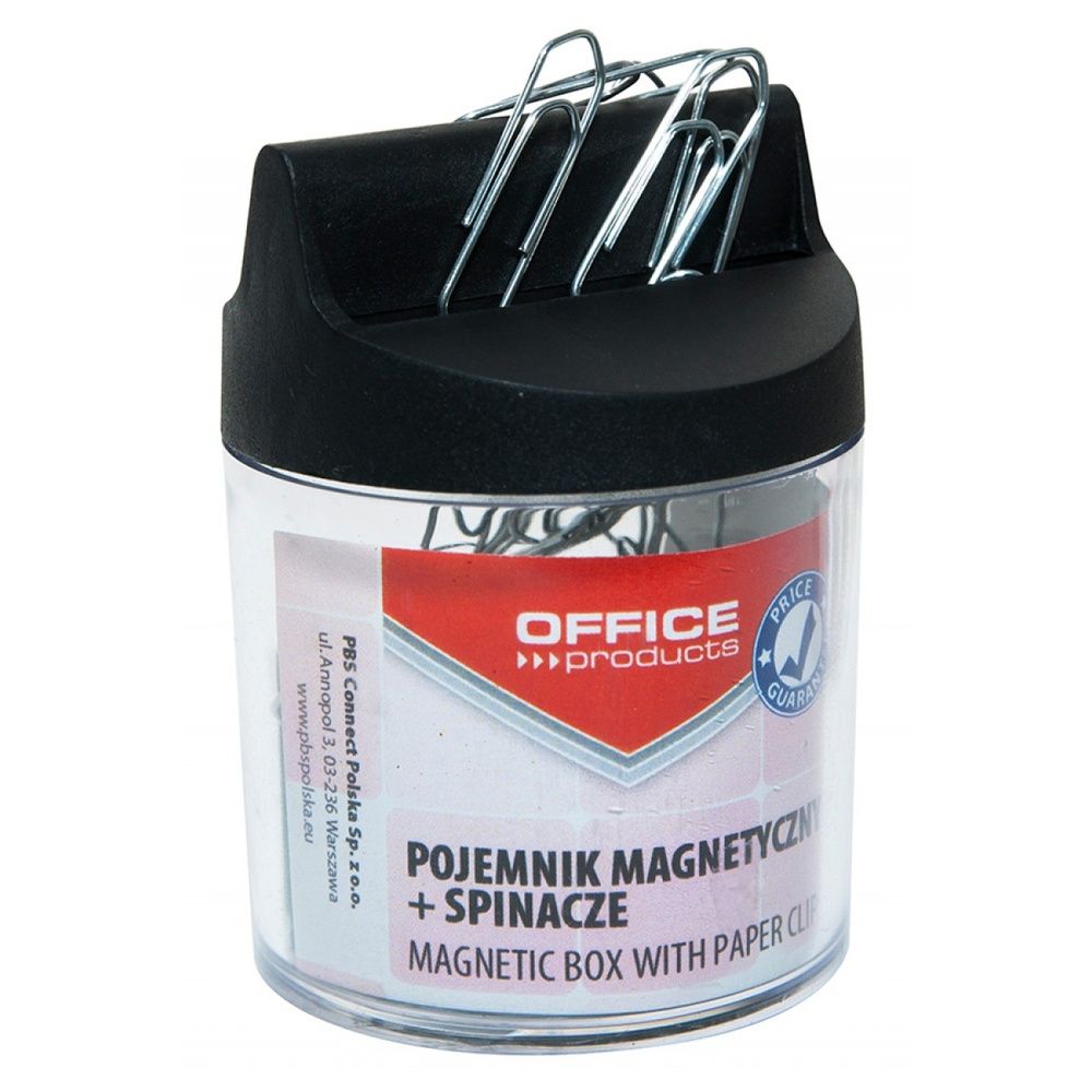 Dispenser magnetic cilindric, echipat cu 100 agrafe metalice 26mm, Office Products - capac negru_1