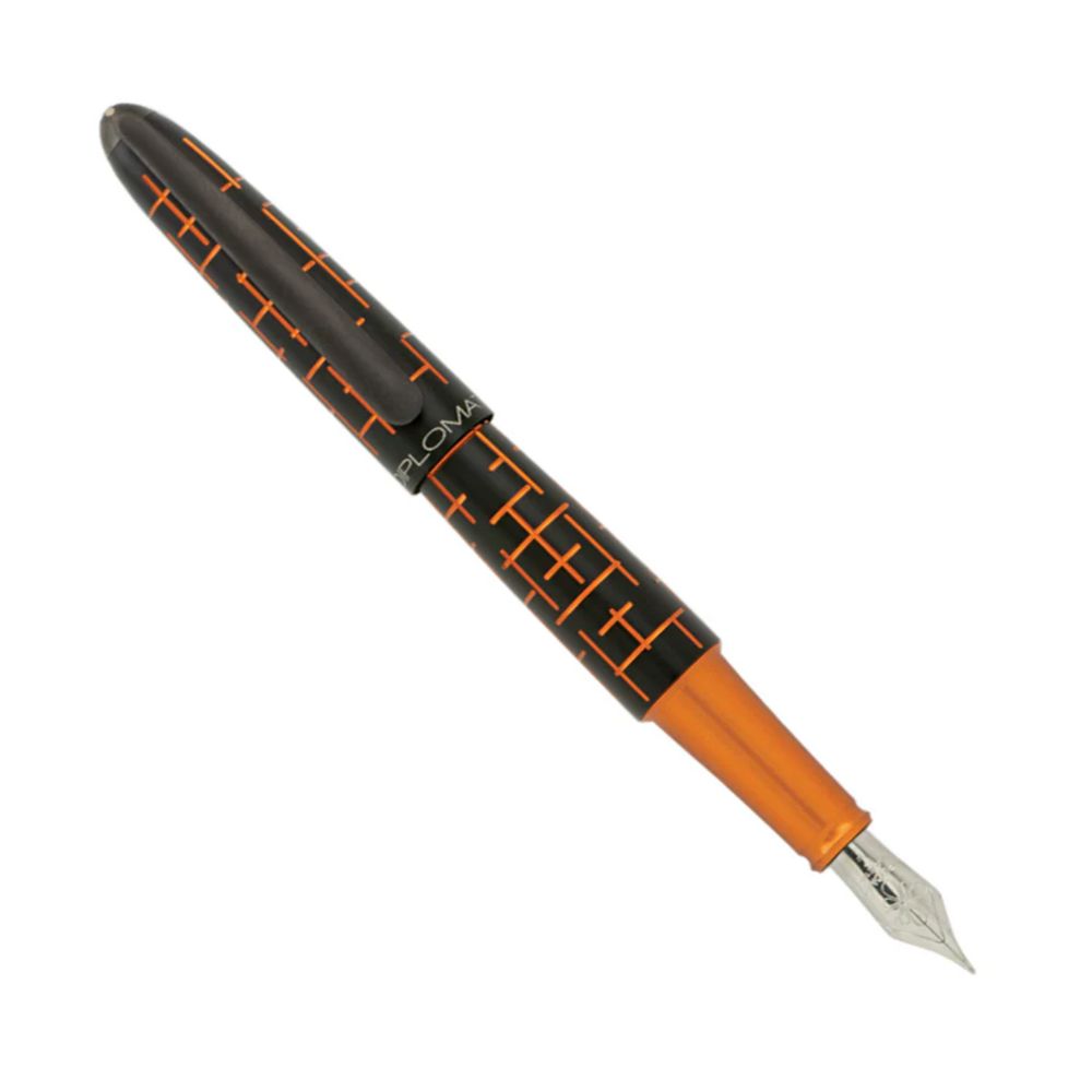 Stilou DIPLOMAT Elox Matrix, cu penita M, din otel inoxidabil - black orange_1