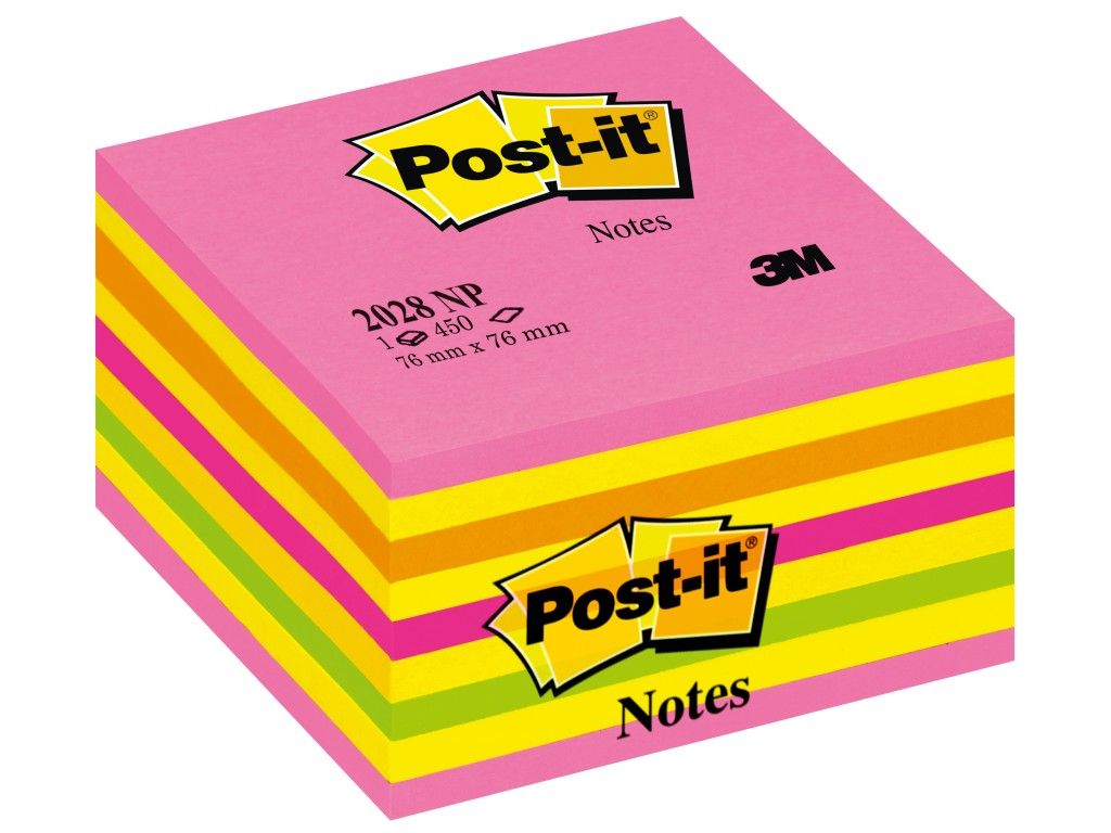 Cub Notes adeziv Post-it® Neon 76 Roz/Galben_1